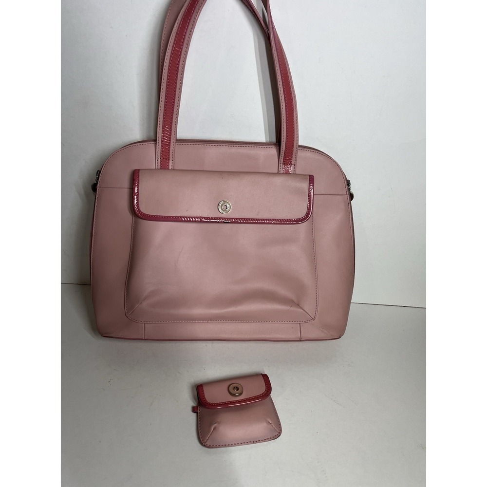 Franklin Covey Pink Leather Binder Briefcase Laptop Bag‎